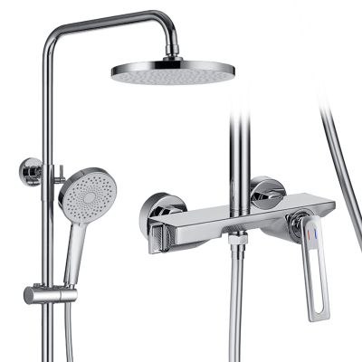 Jings Shower Faucet Set with 8-Inch Rainfall Shower Head, Hand Shower and Tub Spout, Matte Black