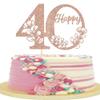 Xsstarmi Happy 40th Birthday Cake Topper, Glittery Rose Gold, 40th Birthday Cake Decoration, 1 Pack view 1