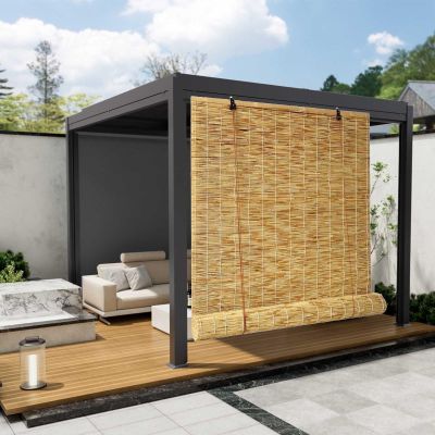 Generic Natural Bamboo Roller Blind for Outdoor Use, Weather-Resistant, W160 × H90 cm