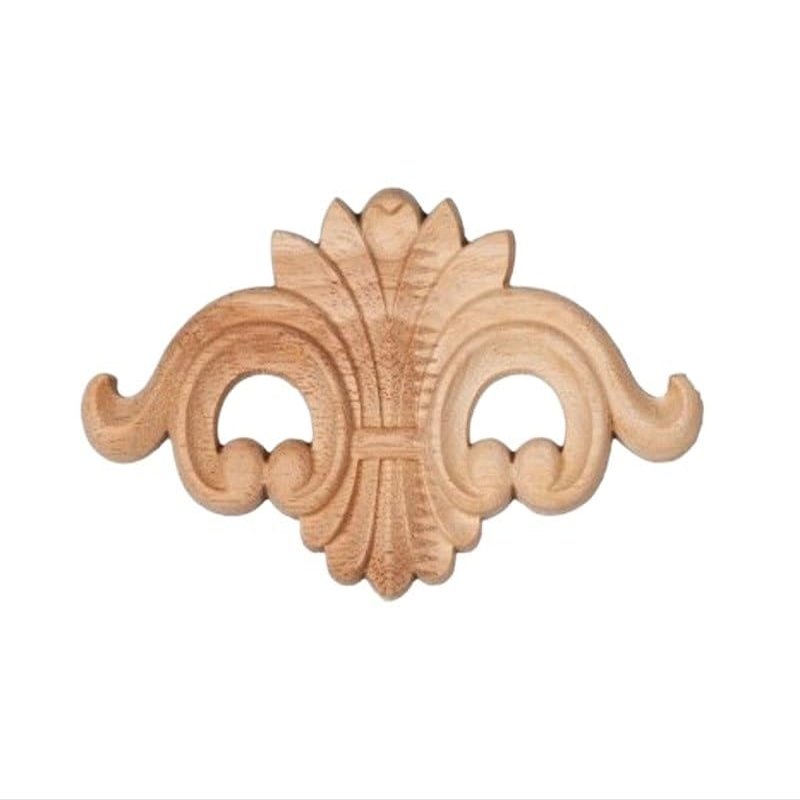 JIASHUNHE Wooden Rose Carving Applique, 15 × 8.5 cm