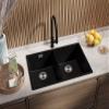 PRIMAGRAN Granite Sink for 80+ cm Base Cabinet with Faucet, 76 × 47 cm view 2