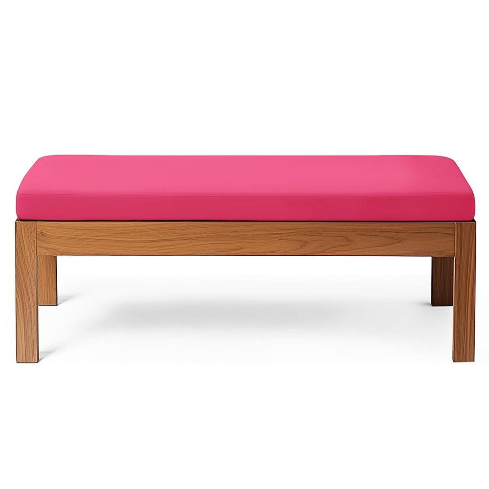 RZYW 5 cm Thick Outdoor Bench Cushion, Water-Resistant, Non-Slip, Washable, Rose Red, 90 x 45 x 5 cm