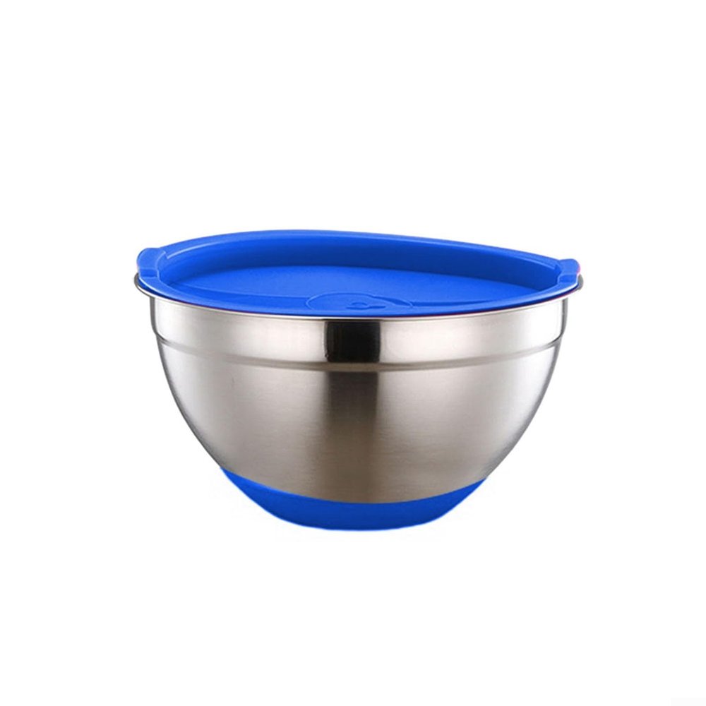 Stainless Steel Mixing Bowl with Silicone Base for Mess-Free Food Preparation and Serving (20 cm)
