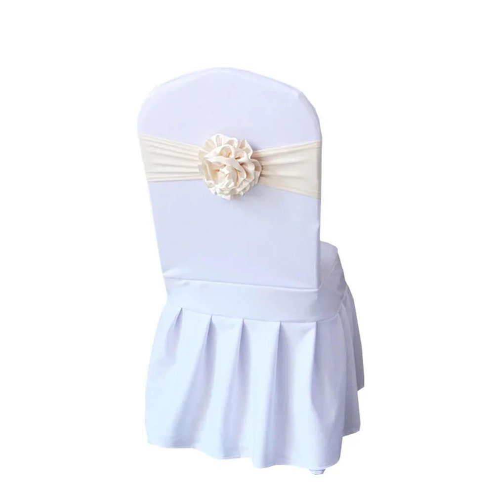 ZIUBMVDYC Chair Sashes with Flower Knot and Elastic Band, Champagne