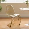 Ins-Style Transparent Plastic Dining Chair with Backrest, Brown view 1