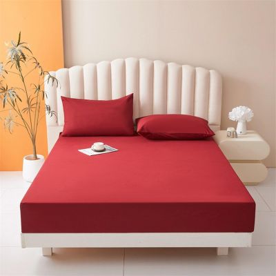 Waterproof Mattress Protector 140 x 200 cm, Red, Breathable Fitted Sheet with 30 cm Pocket