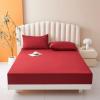 Waterproof Mattress Protector 140 x 200 cm, Red, Breathable Fitted Sheet with 30 cm Pocket view 1