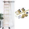 Library Ladder Hardware Set, Gold-Tone Round Steel, Mobile Rail with Floor Wheels, Rail Set without Ladder (500 cm), for Home and Office, 10 m view 1