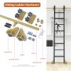 Library Ladder Hardware Set, Gold-Tone Round Steel, Mobile Rail with Floor Wheels, Rail Set without Ladder (500 cm), for Home and Office, 10 m view 2