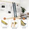 Library Ladder Hardware Set, Gold-Tone Round Steel, Mobile Rail with Floor Wheels, Rail Set without Ladder (500 cm), for Home and Office, 10 m view 3