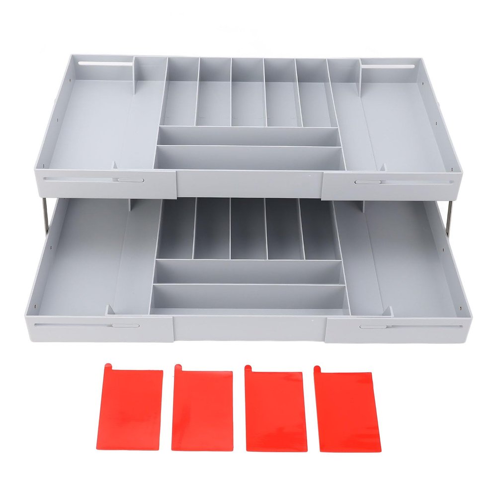 Tyenaza Expandable Multi-Layer Drawer Organizer Tray, Gray
