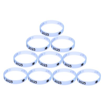 DECOMELODY 10-Piece Silicone Graduation Bracelets, Keepsake Bracelets with Graduation Design, Class Party Accessories