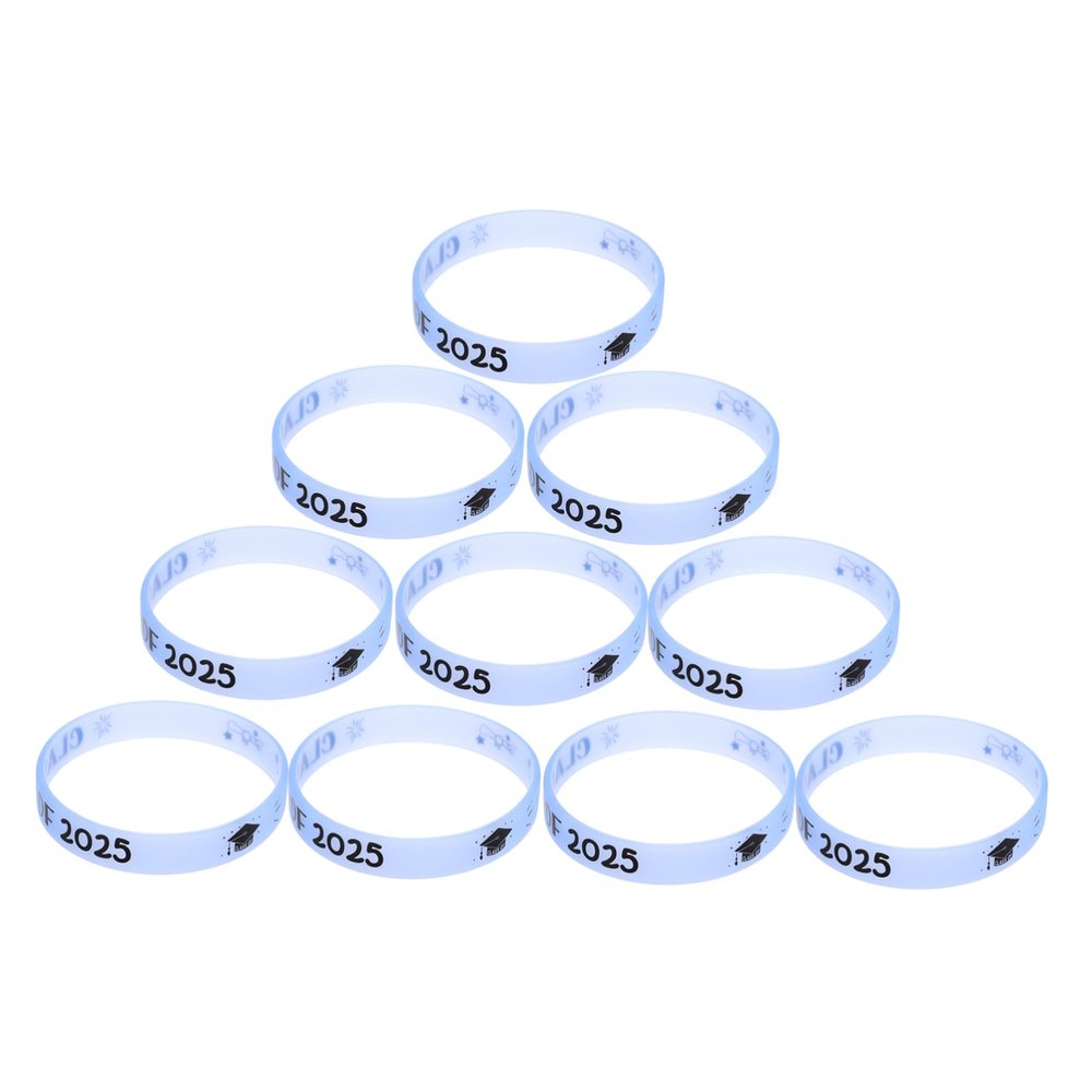 DECOMELODY 10-Piece Silicone Graduation Bracelets, Keepsake Bracelets with Graduation Design, Class Party Accessories