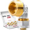 BOOPARTS 16 mm x 3/4" Male-Thread Elbow Compression Fitting, Brass, 10-Pack view 1