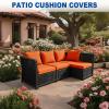 SYLC Waterproof Outdoor Seat Cushion Cover with Zipper, Orange, 107 × 46 × 8 cm view 2