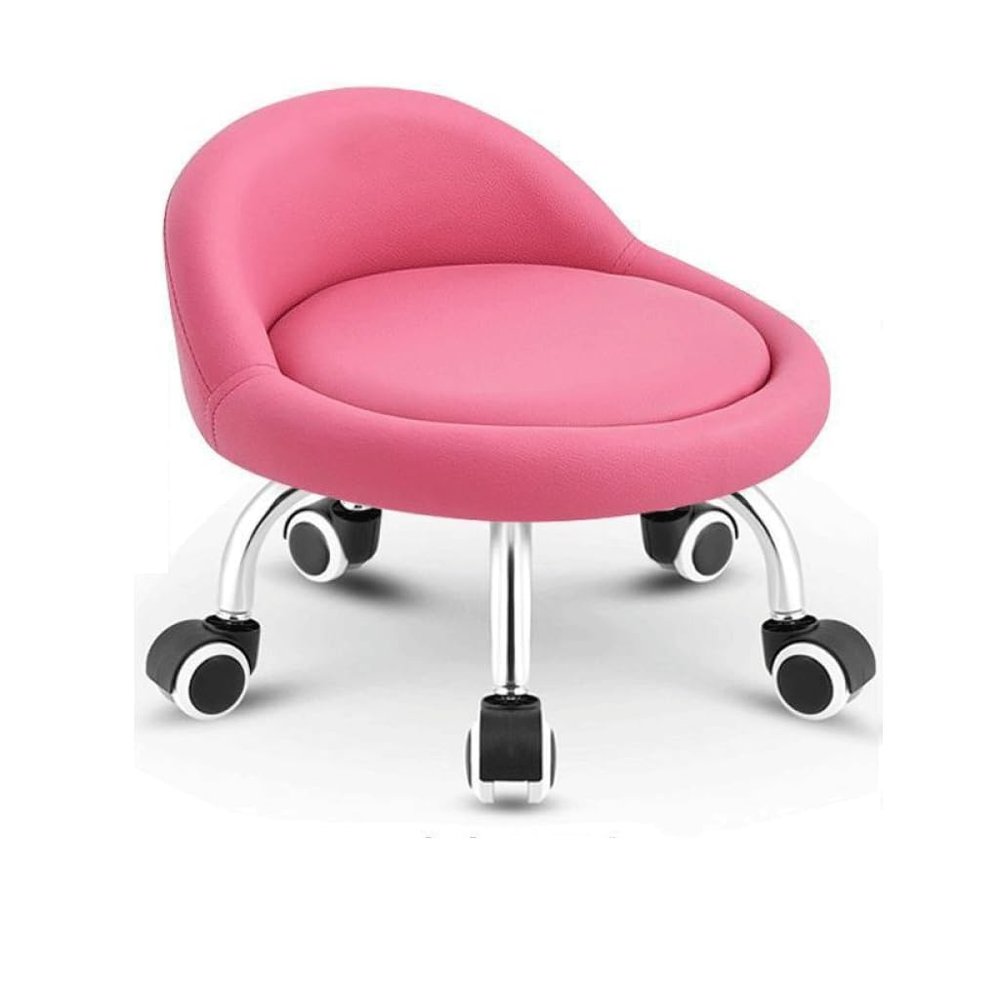 OZLMBERN Mobile Round Low Stool with Universal Wheels