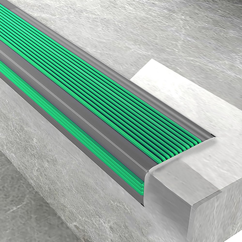 Self-Adhesive Non-Slip L-Shaped Stair Edge Profile, Green, 5 x 2.5 x 100 cm