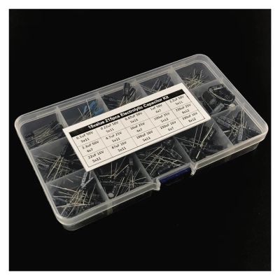 DSZUJTYROP 215-Piece Mixed Electrolytic Capacitor Kit, 15 Values, 16V/25V/50V, 0.1µF–330µF, with Storage Box