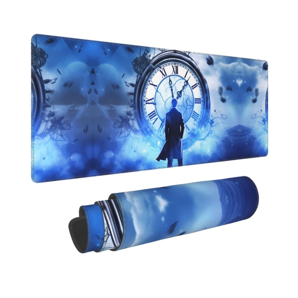 Poezjzw Sci-Fi Clock Long Gaming Mouse Pad, 31.5 x 30.0 cm