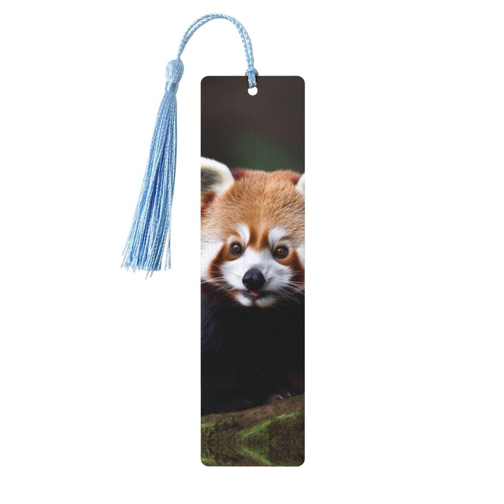 Wooden Bookmark with Red Panda Design and Tassel