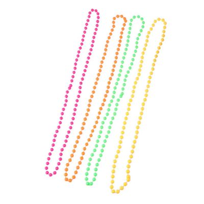 LRXIYODE Neon Bead Necklaces, 6-Piece Plastic Set for 1980s Parties