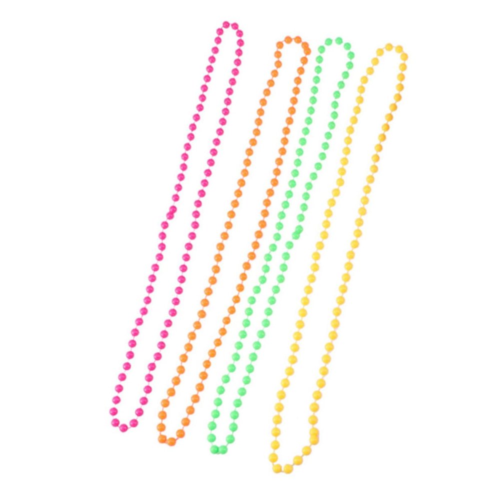 LRXIYODE Neon Bead Necklaces, 6-Piece Plastic Set for 1980s Parties