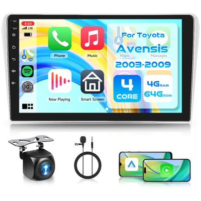 4GB+64GB 9-Inch Car Stereo for Toyota Avensis 2003-2009, Wireless CarPlay/Android Auto, Android 15, GPS