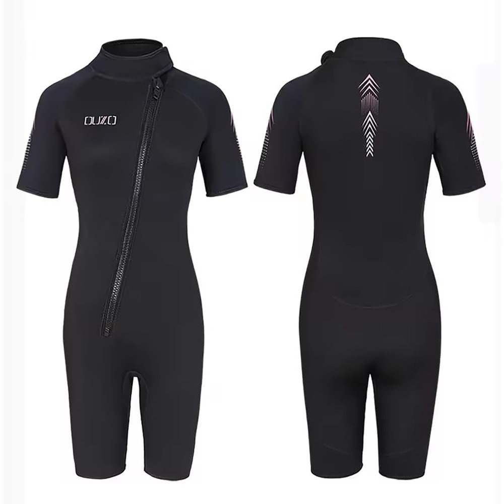 3 mm Neoprene Shorty Wetsuit for Women and Men, Front-Zip, Short-Sleeve and Short-Leg