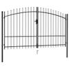 Emmtore Double-Swing Fence Gate with Spear Tips, Black Steel, 3 x 1.75 m view 1