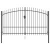 Emmtore Double-Swing Fence Gate with Spear Tips, Black Steel, 3 x 1.75 m view 2