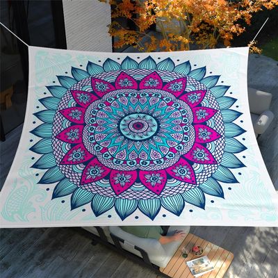 ENEN Waterproof Square Sun Shade Sail, 1.8 x 1.8 m, Meditation Mandala