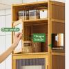 Modern Tall, Narrow Bamboo Corner Cabinet with Doors and Shelves view 4