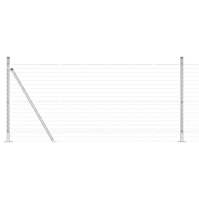 vidaXL Euro Fence with Concrete Base 10 x 0.8 m Galvanized Steel Silver