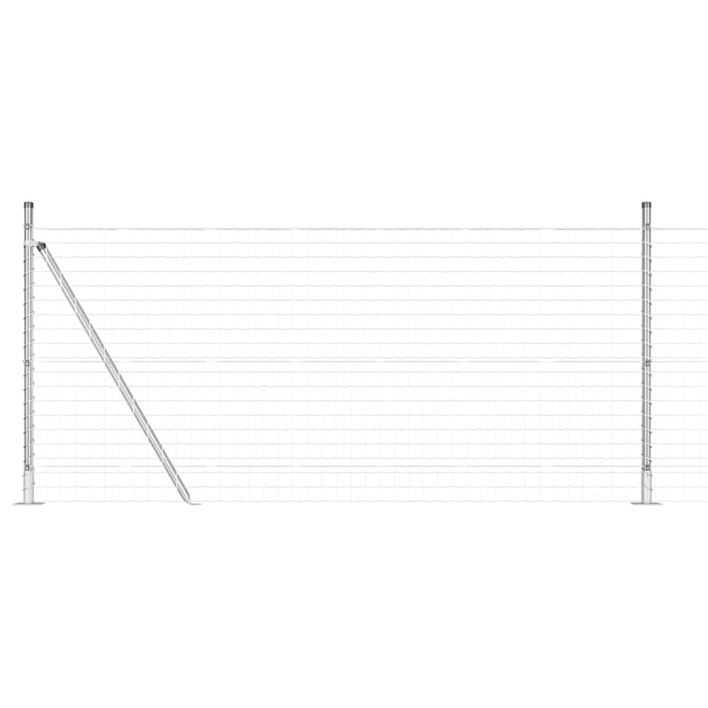 vidaXL Euro Fence with Concrete Base 10 x 0.8 m Galvanized Steel Silver