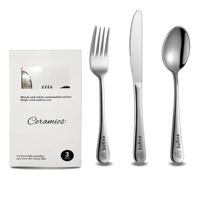 Personalized Kids' Cutlery with Name, Stainless Steel, 3-Piece