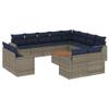 vidaXL 13-Piece Garden Sofa Set with Cushions Gray Poly Rattan view 1