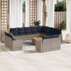 vidaXL 13-Piece Garden Sofa Set with Cushions Gray Poly Rattan view 2