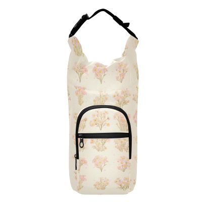 linqin Water Bottle Holder with Pink Flowers, Lightweight Carrying Bag for 20/24/32 oz and 1.2 L Bottles