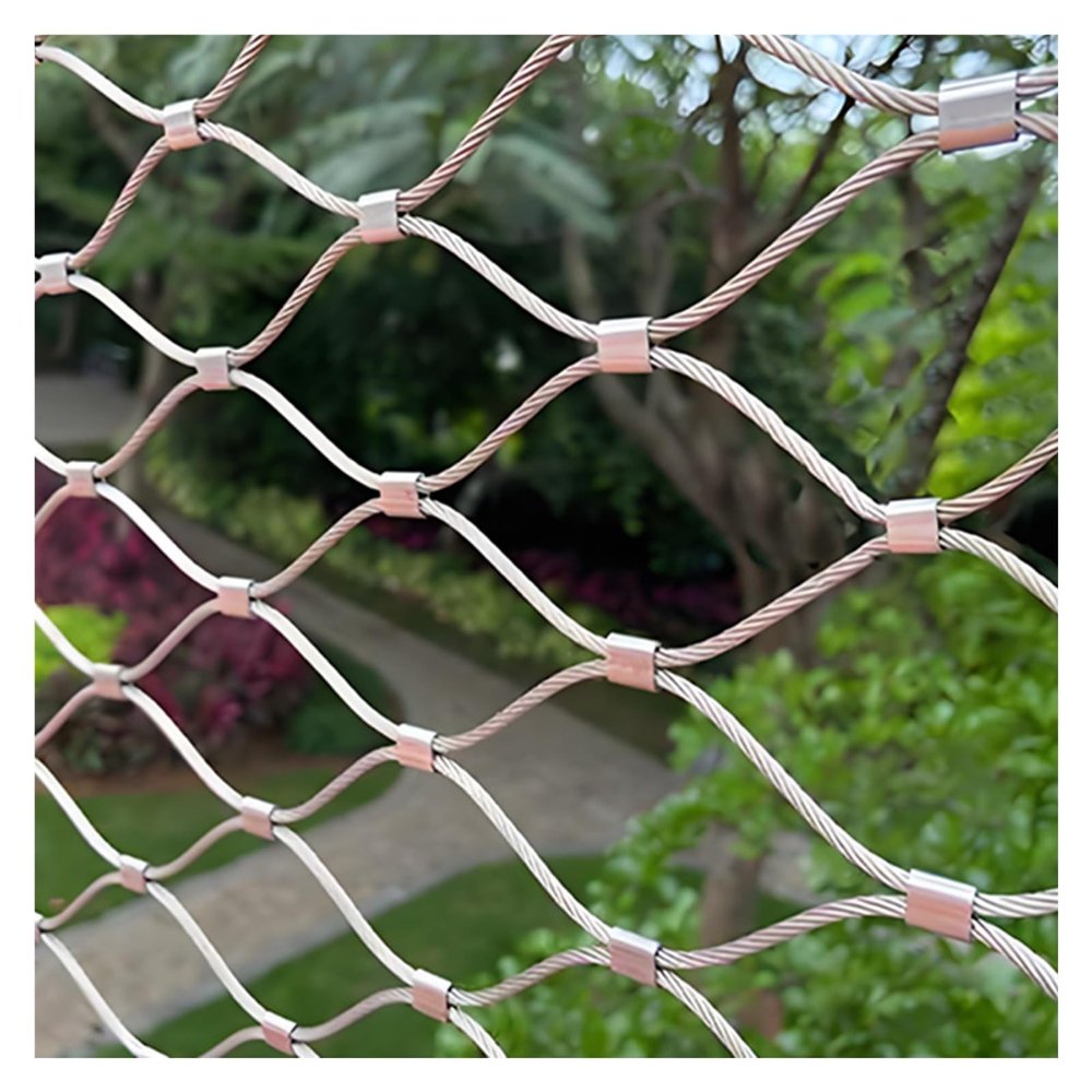 VXHCS 304 Stainless Steel Cable Mesh Safety Net, 4 in/0.08 in, Flexible, Adjustable (0.8 x 8 m)