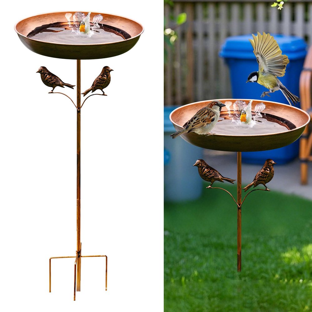 Standing Bird Bath, 30.5 cm, Metal Outdoor Bird Waterer