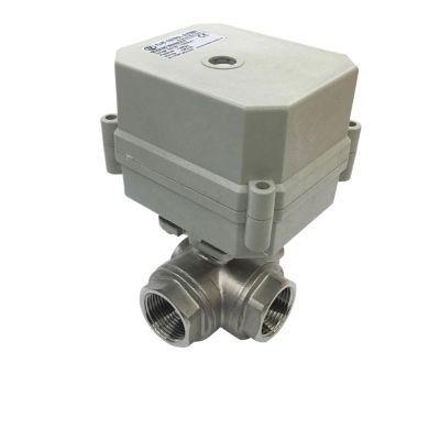 DN25 SS304 3-Way T-Port/L-Port Motorized Ball Valve, BSP/NPT, IP67, for Drinking Water, DC12V (CR703)