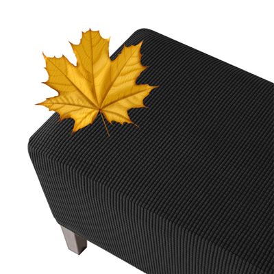 QOEUIUJ S–XXXL Stretch Ottoman Cover, Rectangular Stool Cover, Black, 60 x 110 cm