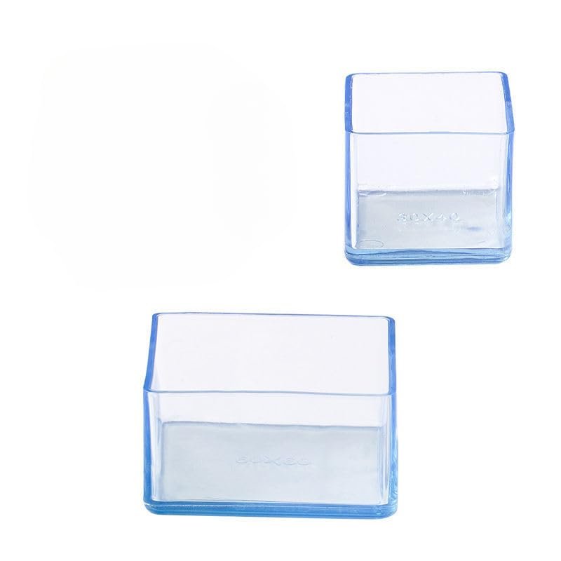 YKAFADE 24-Pack Square Chair Leg Caps, Transparent Floor Protectors, 80 × 80 mm