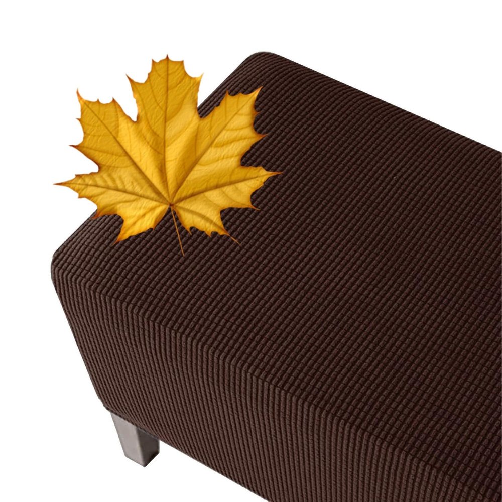 QOEUIUJ S-XXXL Rectangular Ottoman Cover, Stretch Slipcover with Elastic Hem (55–200 cm), Chocolate, 100 × 180 cm