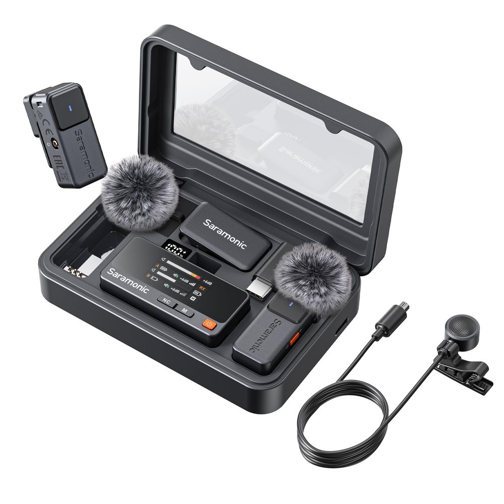 Saramonic Air-02 Wireless Lavalier Microphone for iPhone 15/16, with Charging Case, 300 m Range
