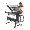 ABNNHK Height-Adjustable Drafting Table with Storage view 4