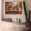 1000-Piece Fall Landscape Puzzle for Adults, Wooden Cabin on a Book, Challenging Puzzle for Game Nights, DIY Wall Decor, Maple Leaves view 2