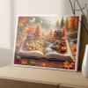1000-Piece Fall Landscape Puzzle for Adults, Wooden Cabin on a Book, Challenging Puzzle for Game Nights, DIY Wall Decor, Maple Leaves view 3