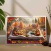 1000-Piece Fall Landscape Puzzle for Adults, Wooden Cabin on a Book, Challenging Puzzle for Game Nights, DIY Wall Decor, Maple Leaves view 4