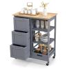KOMFOTTEU Kitchen Cart, Kitchen Cabinet with Countertop, 3 Drawers and Storage Shelves, Serving Cart for Kitchen and Dining Room, 67 x 37 x 84 cm (Gray) view 1